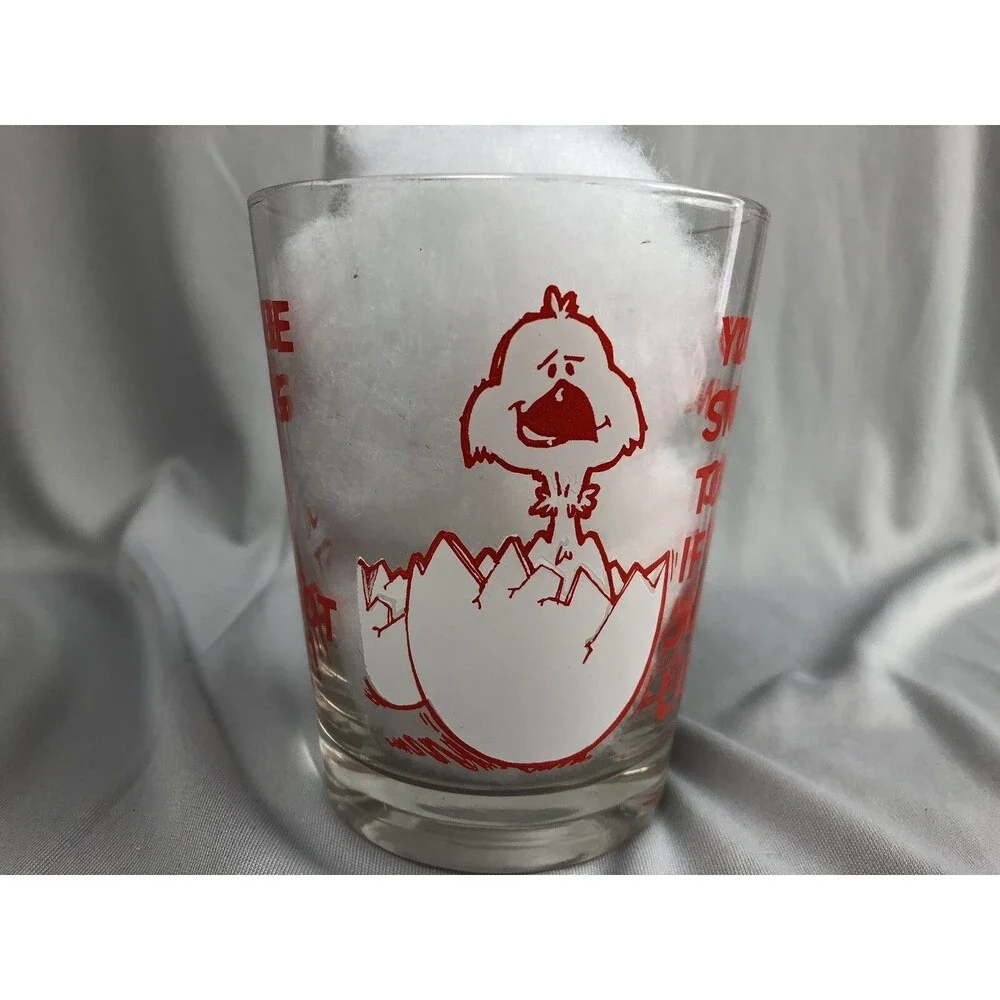 Vintage 1970's Chick Egg JUST GOT LAID Adult Humor Novelty Glass Bird Cup